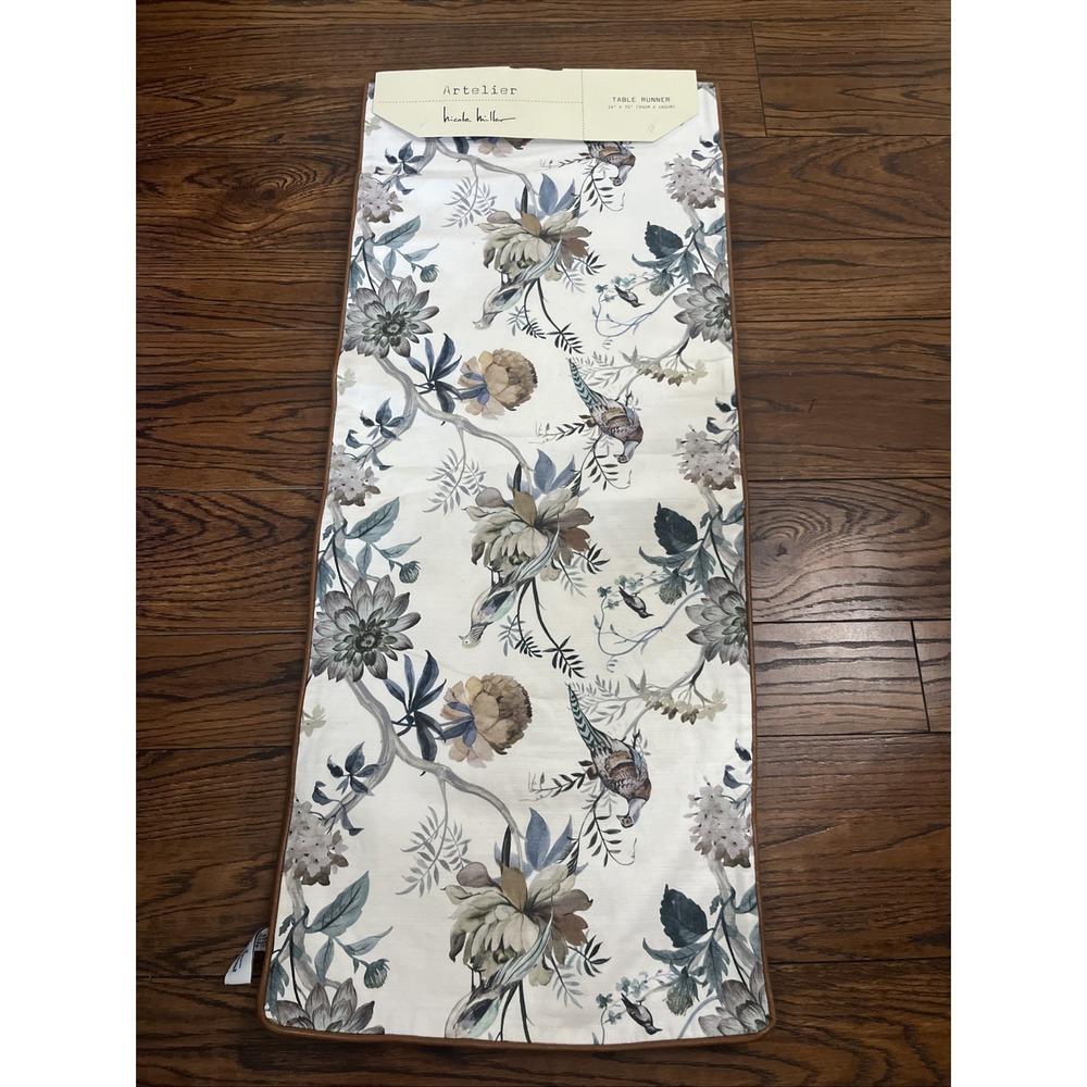 Nicole Miller Home Table Runner 16" x 72" Birds Flowers Fall Autumn